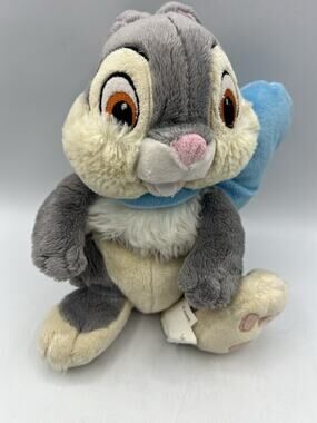 Disney Store Thumper Plush Toy Bambi Bunny Stuffed Animal Gray Blue Soft